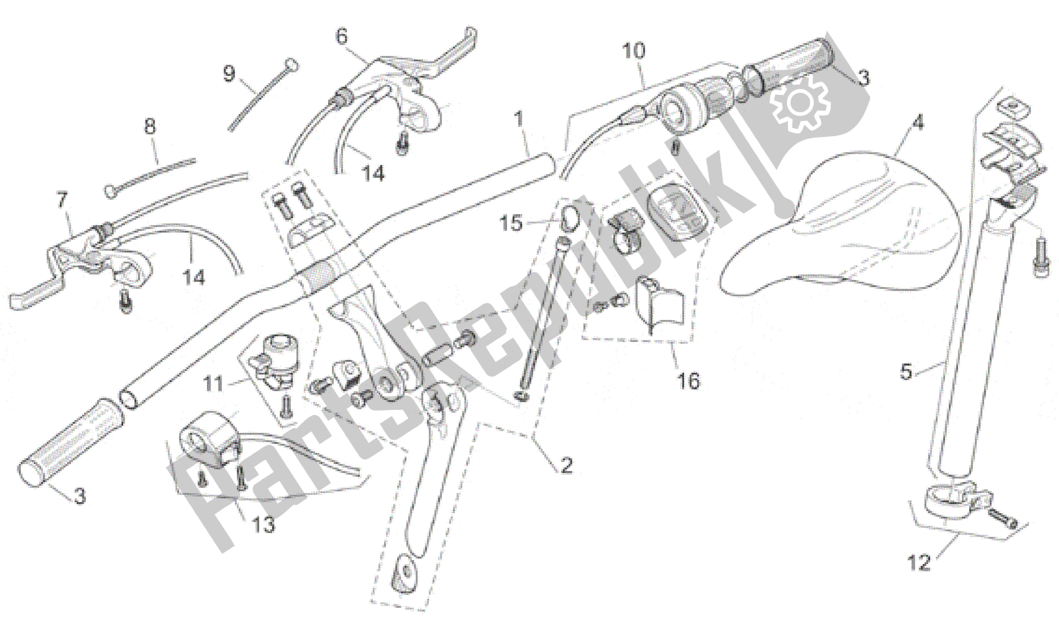All parts for the Handlebar - Saddle of the Aprilia Bici Elettrica 0 2001
