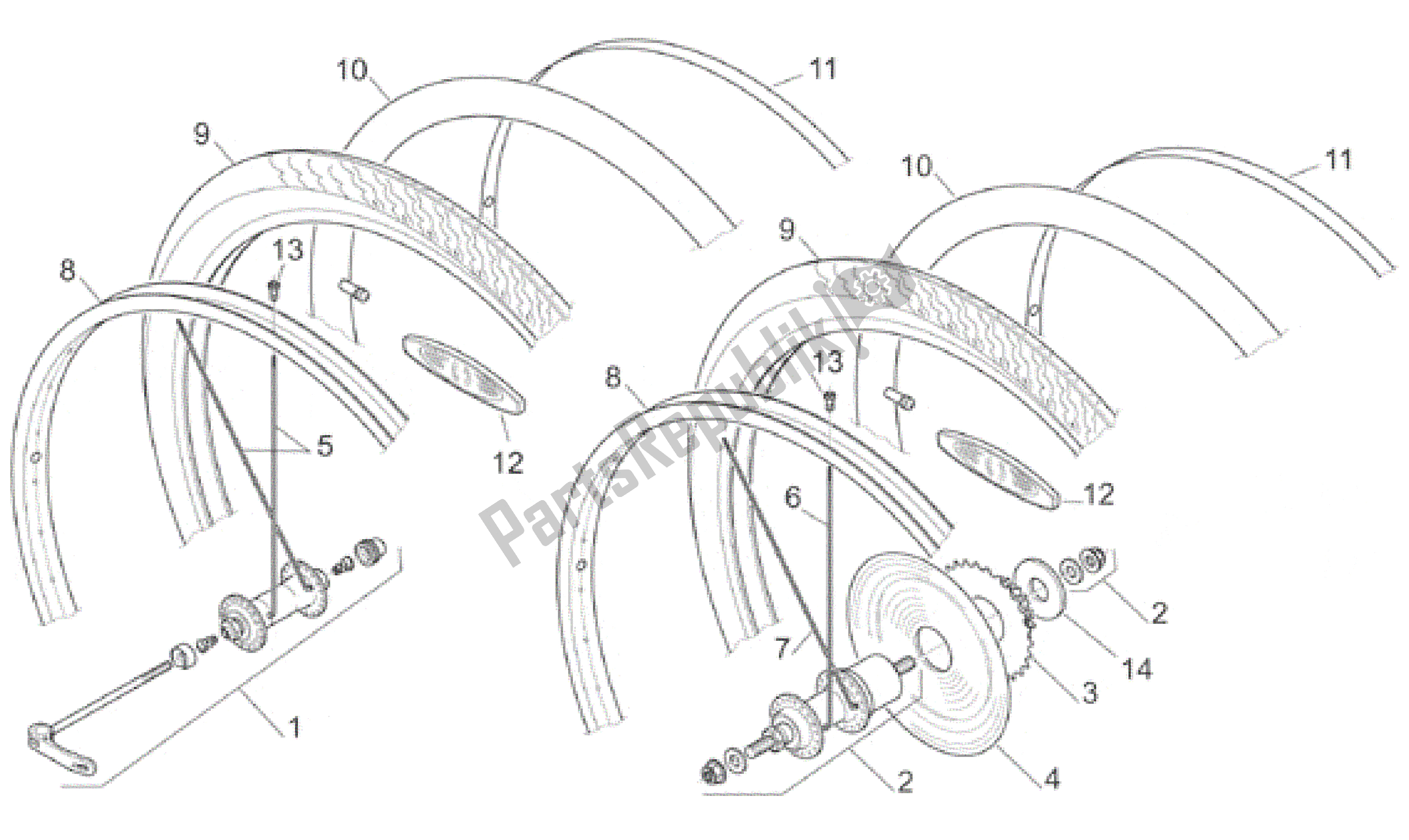 Todas las partes para Ruedas de Aprilia Bici Elettrica 0 2001