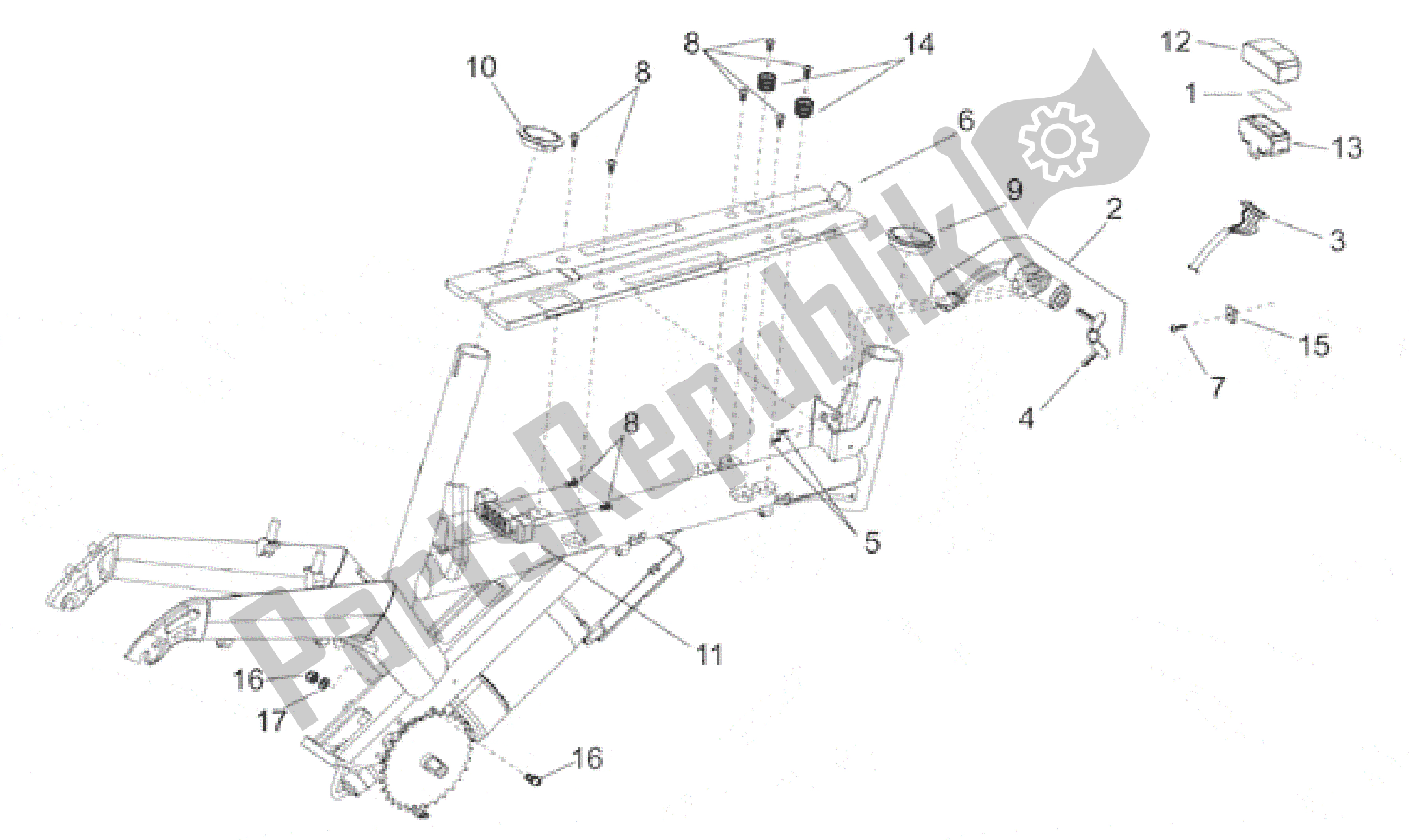 All parts for the Frame Ii of the Aprilia Bici Elettrica 0 2001