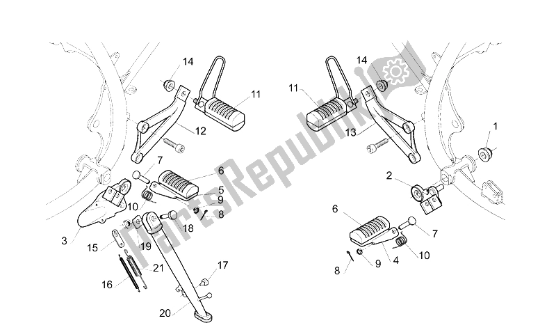 All parts for the Lateral Stand - Foot Rests of the Aprilia Moto 6 5 650 1995