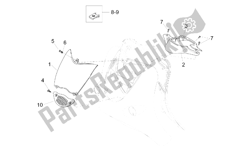 Todas as partes de Corpo Frontal Eu do Aprilia Mojito Custom 50 2T ENG Aprilia 1999