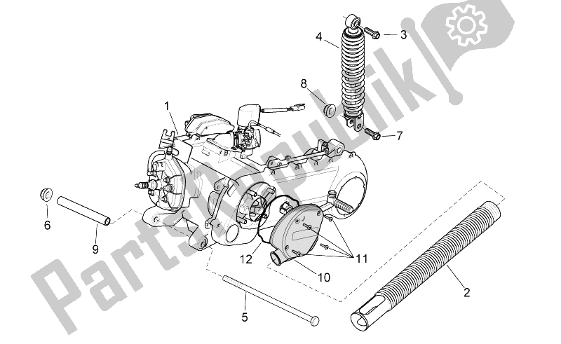 All parts for the Engine Ii of the Aprilia SR 50 IE Carb MY 2010