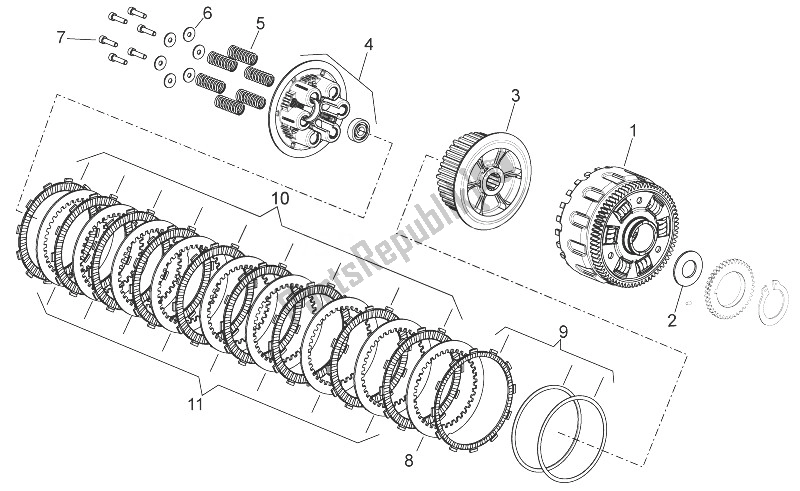 Toutes les pièces pour le Embrayage Ii du Aprilia Shiver 750 USA 2011