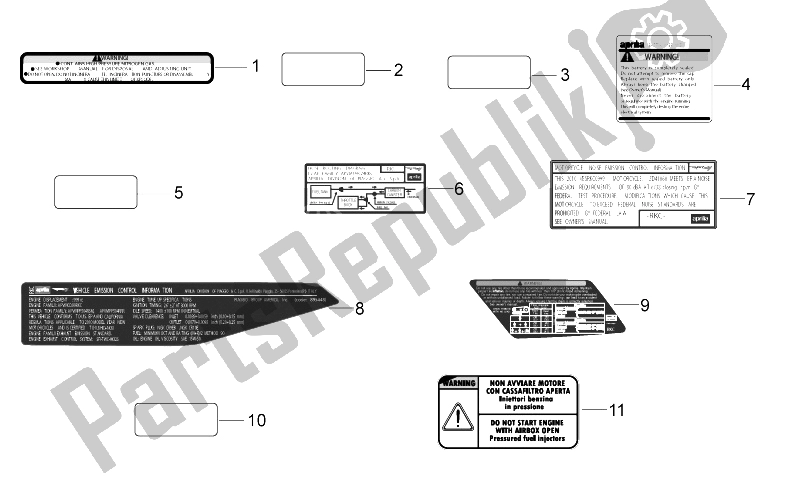 All parts for the Plate Set And Decal of the Aprilia RSV4 R 1000 2009