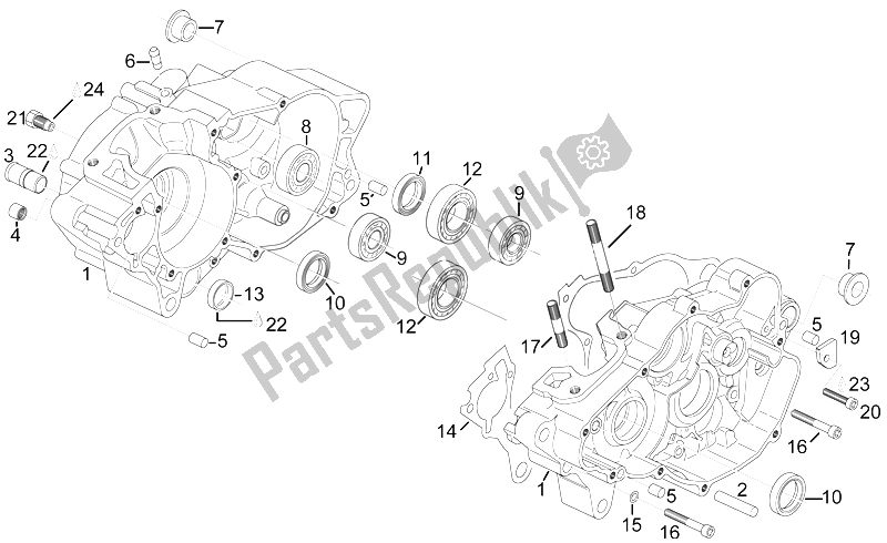 All parts for the Crankcase of the Aprilia RX 125 ENG 122 CC 1995