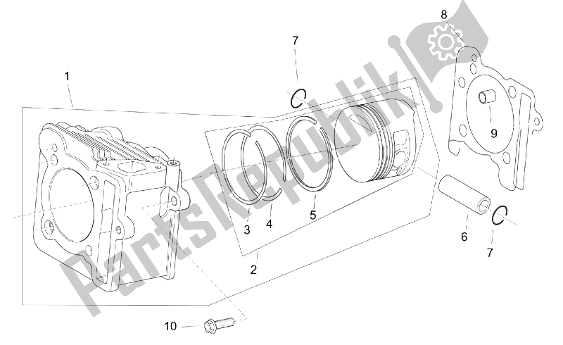 Toutes les pièces pour le Cylindre - Piston du Aprilia Mojito 125 1999