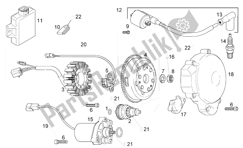 All parts for the Ignition Unit of the Aprilia RS 125 2006