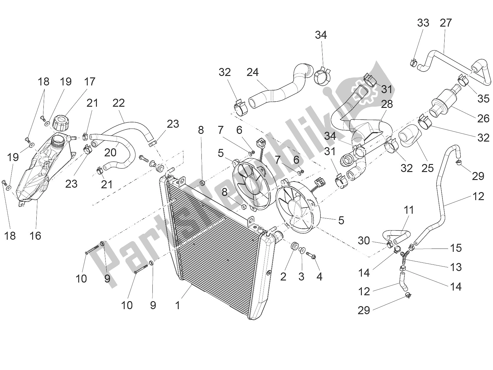 All parts for the Cooling System of the Aprilia Caponord 1200 USA 2015