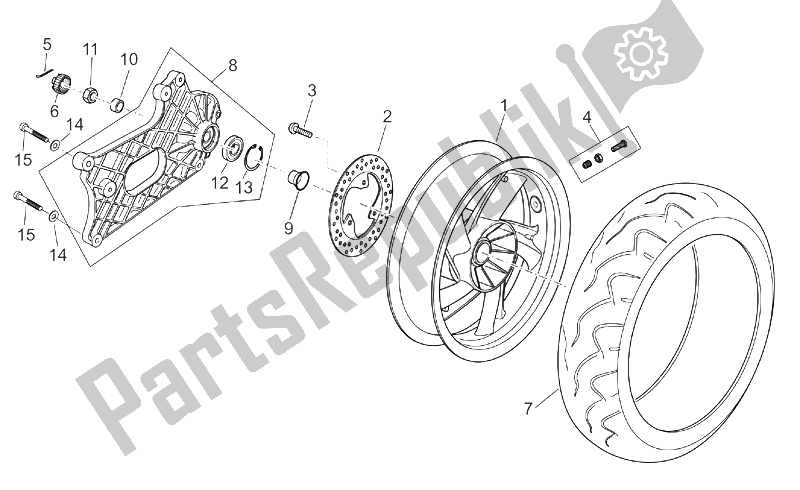 All parts for the Rear Wheel of the Aprilia Atlantic 125 200 250 2003