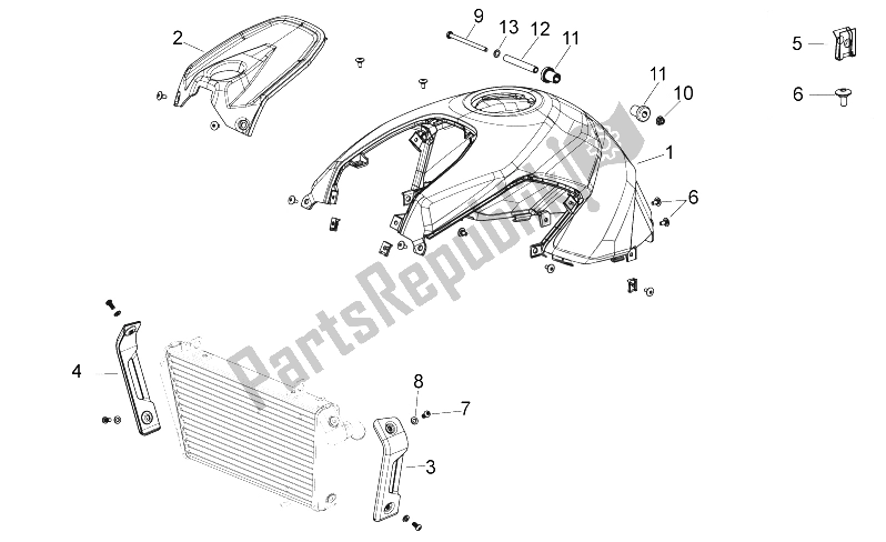 Tutte le parti per il Corpo Centrale del Aprilia Shiver 750 GT 2009