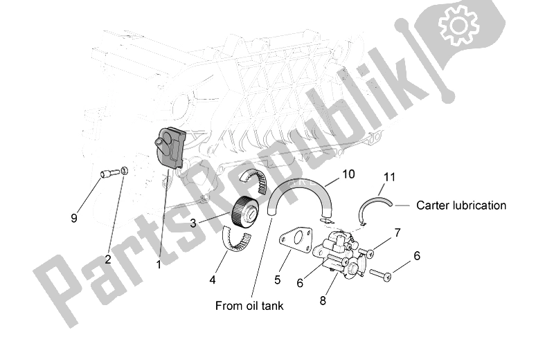 Alle Teile für das Ölpumpe des Aprilia SR 50 Carb MY 2014