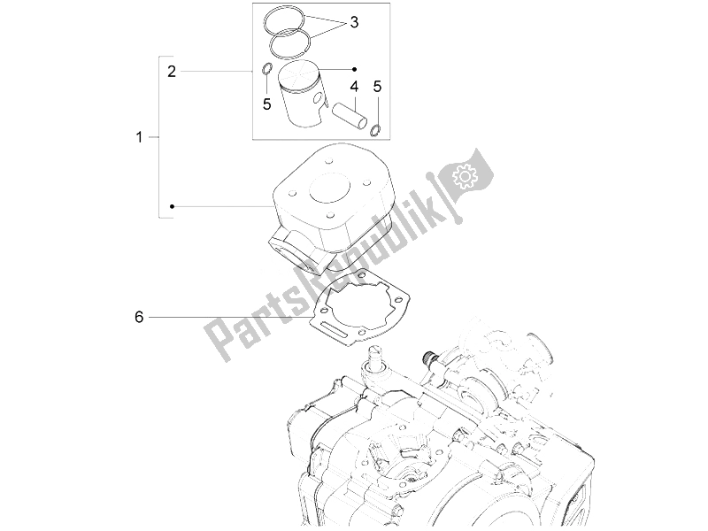 All parts for the Cylinder - Piston of the Aprilia RS4 50 2T 2014