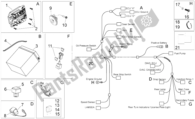 Tutte le parti per il Impianto Elettrico Ii del Aprilia Shiver 750 2007