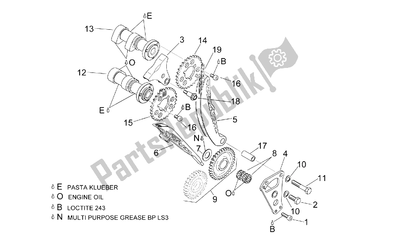 Alle Teile für das Vorderes Zylindersteuerungssystem des Aprilia RSV Mille 1000 2003