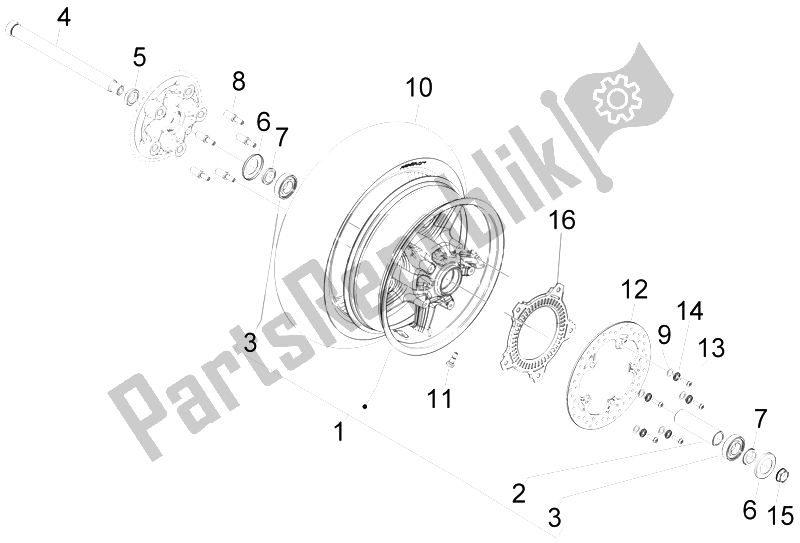 Alle onderdelen voor de Achterwiel van de Aprilia SRV 850 4T 8V E3 2012