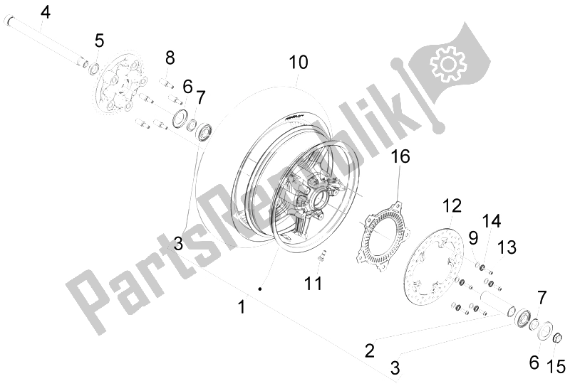 Todas as partes de Roda Traseira do Aprilia SRV 850 4T 8V E3 2012