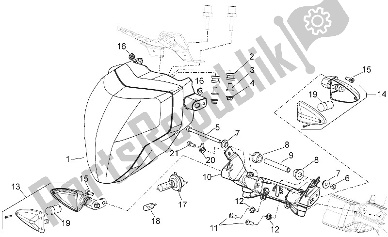 All parts for the Front Lights of the Aprilia Shiver 750 USA 2015