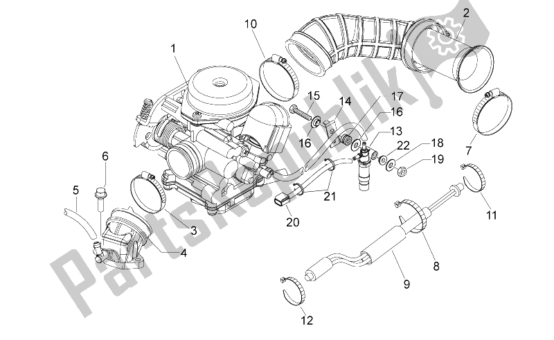 Alle onderdelen voor de Carburateur I van de Aprilia Scarabeo 50 4T 4V NET 2009
