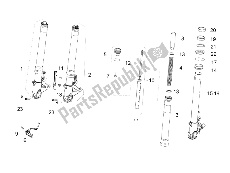 Alle onderdelen voor de Vorderradgabel van de Aprilia RSV4 RR 1000 2015