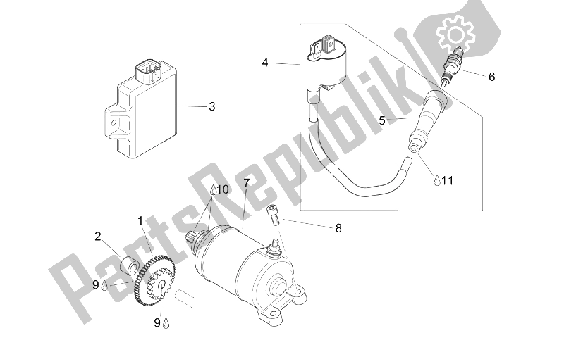 Toutes les pièces pour le Démarreur du Aprilia Scarabeo 125 150 200 ENG Rotax 1999