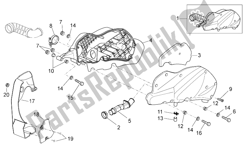 Toutes les pièces pour le Boite D'air du Aprilia Scarabeo 250 Light E3 2006