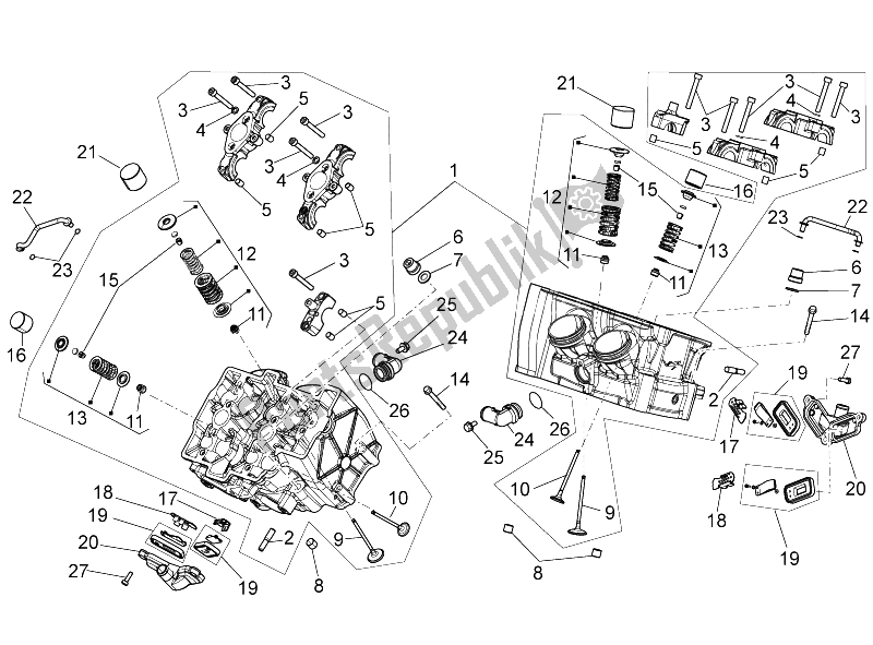 Toutes les pièces pour le Culasse - Soupapes du Aprilia Tuono V4 1100 Factory USA CND 2016