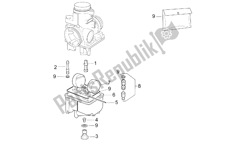 All parts for the Carburettor Iii of the Aprilia MX 125 Supermotard 2004