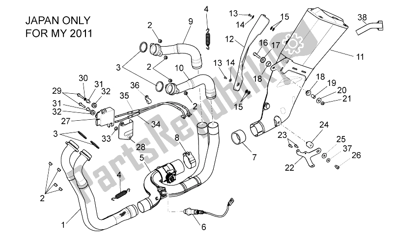 Tutte le parti per il Tubo Di Scarico Ii del Aprilia RSV4 Aprc Factory STD SE 1000 2011