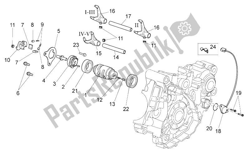 All parts for the Gear Box Selector Ii of the Aprilia SXV 450 550 2009