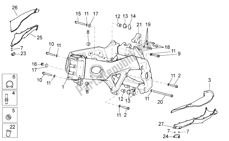 All parts for the Frame I of the Aprilia RSV4 Aprc R 1000 2011