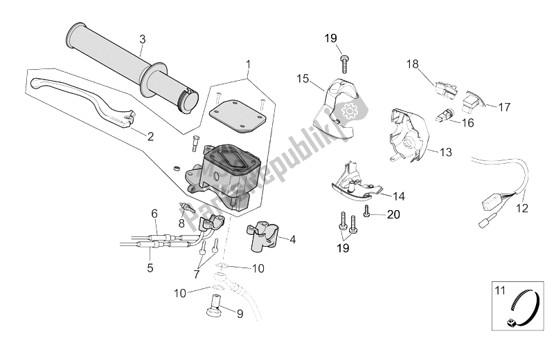 Alle Teile für das Rh Steuert des Aprilia Scarabeo 250 Light E3 2006