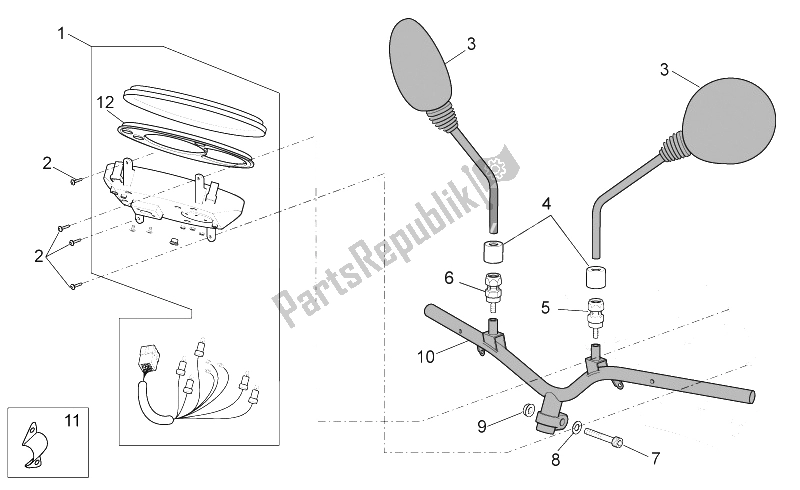 Toutes les pièces pour le Guidon - Tableau De Bord du Aprilia Scarabeo 50 4T 4V NET 2009