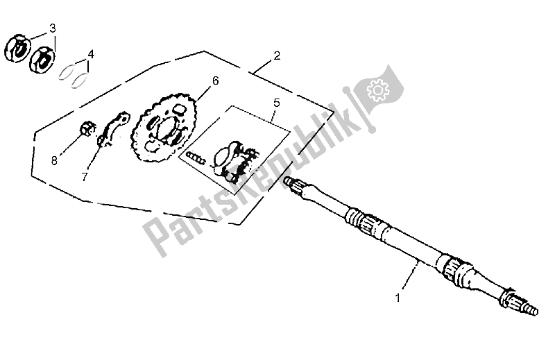 All parts for the Rear Axle of the Aprilia Quasar 180 2004