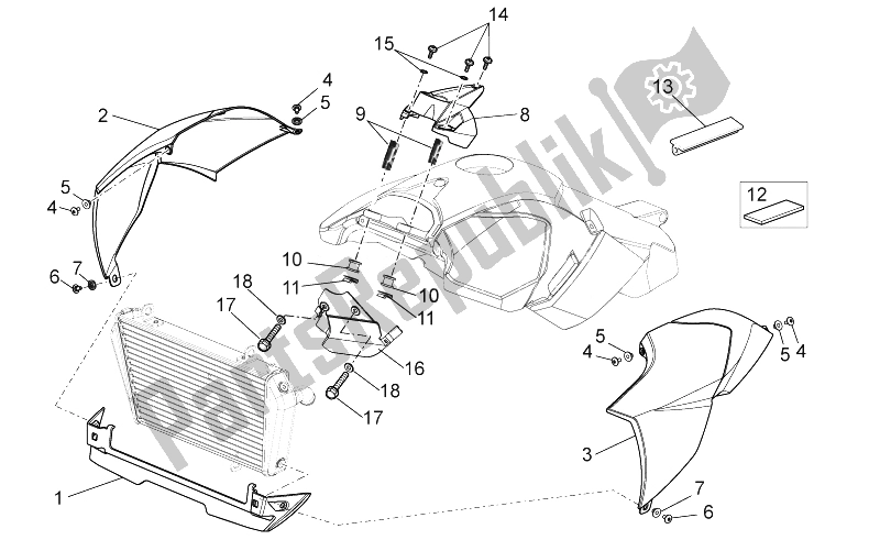 Todas las partes para Cuerpo Central de Aprilia Dorsoduro 750 ABS 2008