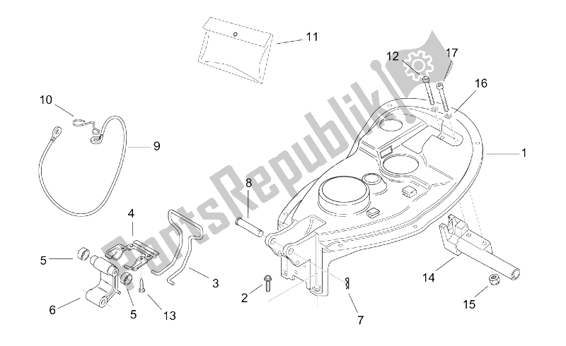 Todas las partes para Cuerpo Trasero Ii - Seat.comp. De Aprilia Scarabeo 50 2T ENG Minarelli 1999