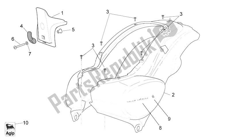 Todas las partes para Cuerpo Trasero I de Aprilia Scarabeo 100 4T E3 2006