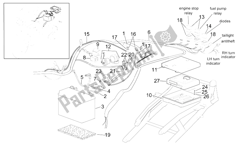 Tutte le parti per il Impianto Elettrico Posteriore del Aprilia RSV Mille SP 1000 1999