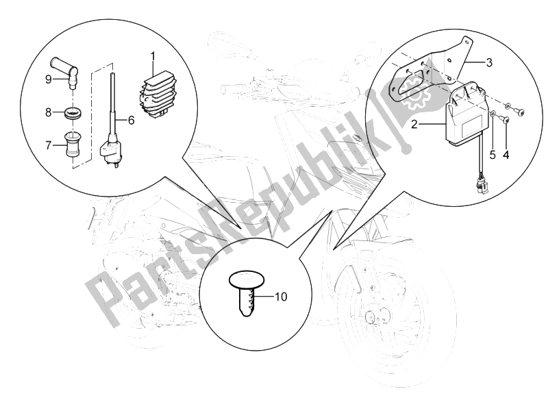 Tutte le parti per il Regolatori Di Tensione - Centraline Elettroniche (ecu) - H. T. Bobina del Aprilia SR Motard 125 4T E3 2012