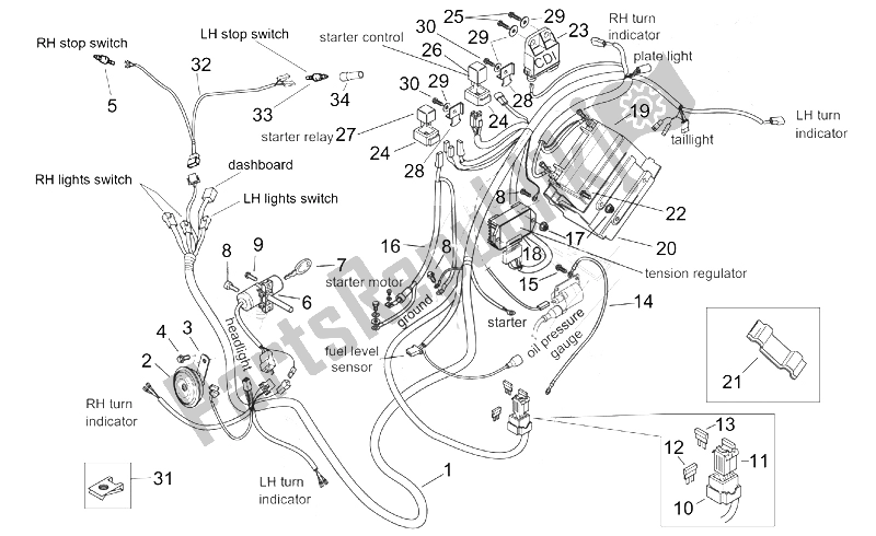 All parts for the Electrical System - Custom of the Aprilia Mojito 125 1999