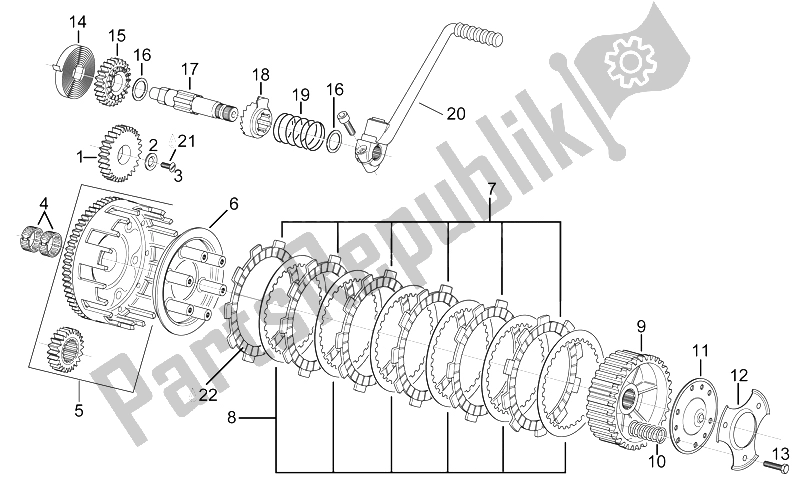 Todas las partes para Embrague de Aprilia RX 125 ENG 122 CC 1995