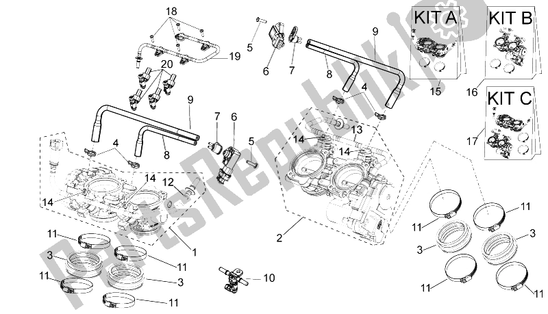 Alle onderdelen voor de Gasklephuis van de Aprilia RSV4 Aprc R ABS 1000 2013