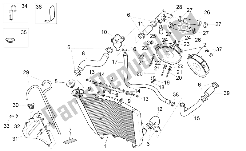 All parts for the Cooling System of the Aprilia RSV4 R 1000 2009