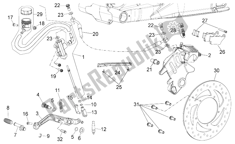 Alle Teile für das Hinterradbremssystem des Aprilia Shiver 750 GT 2009