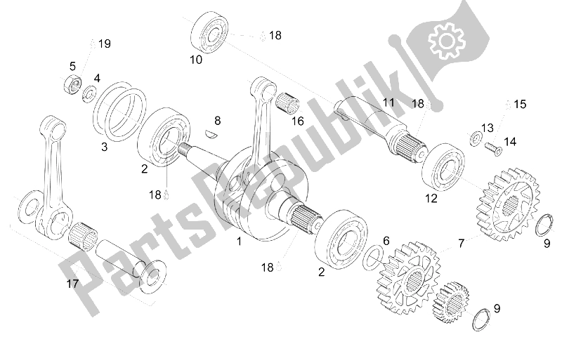 All parts for the Crankshaft - Balance Shaft of the Aprilia MX 125 Supermotard 2004