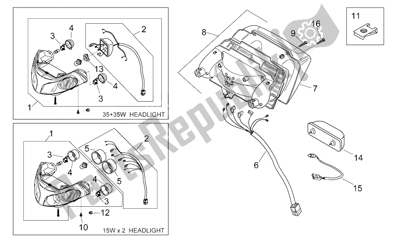 Todas las partes para Luces de Aprilia Area 51 1998