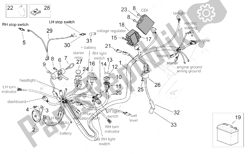 All parts for the Electrical System - Custom of the Aprilia Mojito 125 150 2003