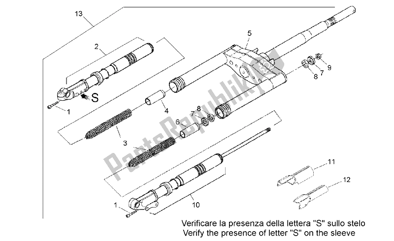 Tutte le parti per il Forcella Anteriore Ii del Aprilia Rally 50 H2O 1996