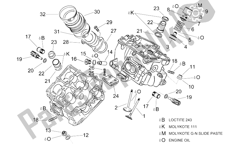 All parts for the Cylinder Headii of the Aprilia RSV Mille SP 1000 1999