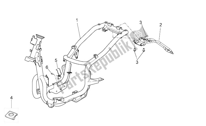 All parts for the Frame of the Aprilia Scarabeo 125 200 IE Light 2009