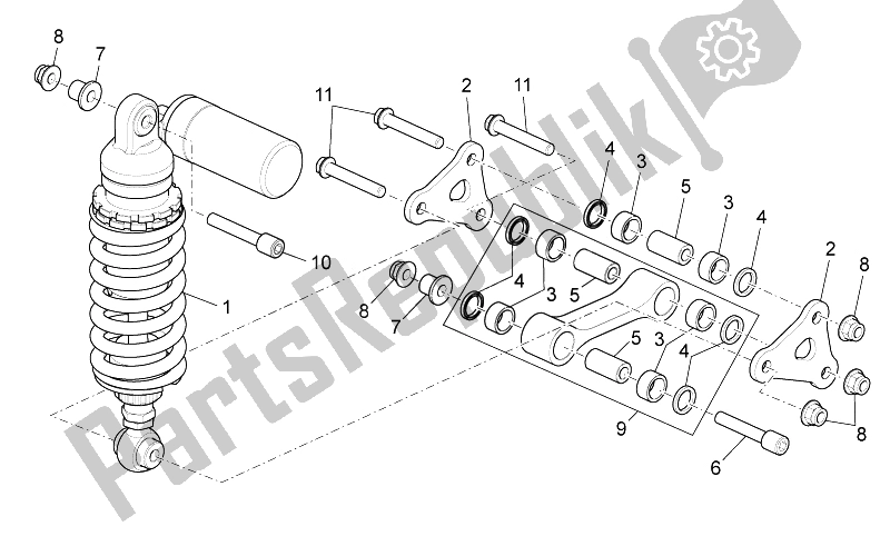 All parts for the Rear Shock Absorber of the Aprilia RSV4 Aprc R 1000 2011